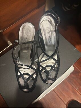 Vintage Dolce & Gabbana Stunning Black Leather Strappy Heels